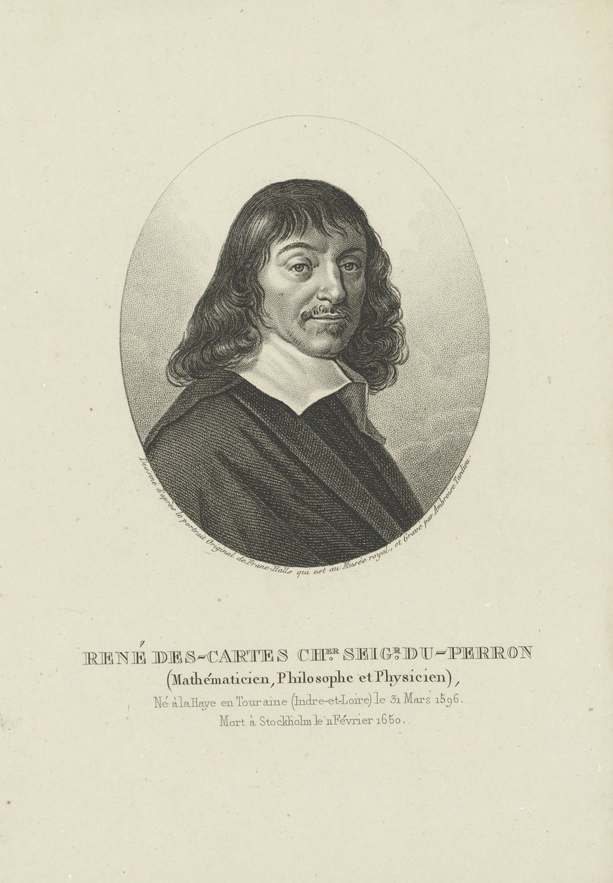 Portrett av filosofen René Descartes 1596-1650, ca 1820. av Ambroise Tardieu