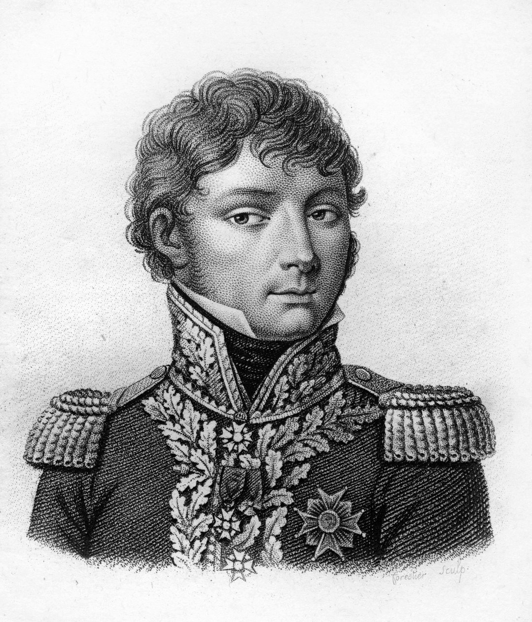 portrait of the genera Claude Antoine Preval. 1776-1853. - in “” Portraits des généraux français en suite des victoires et conquêtes des Français””. Engraved by Ambroise Tardieu in 1818. Stella Collection. av Ambroise Tardieu