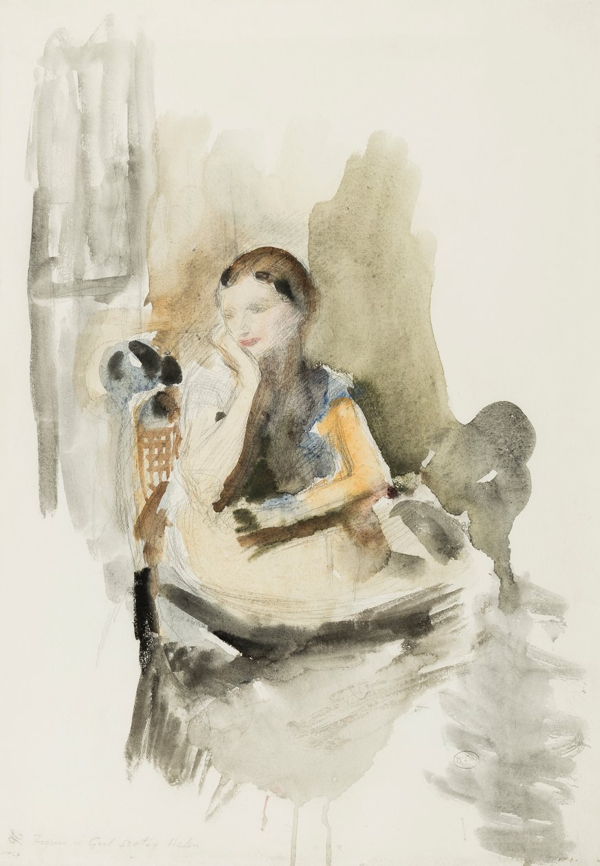 Helen, 1917 (blyant, pensel og wc på papir) av Ambrose McEvoy