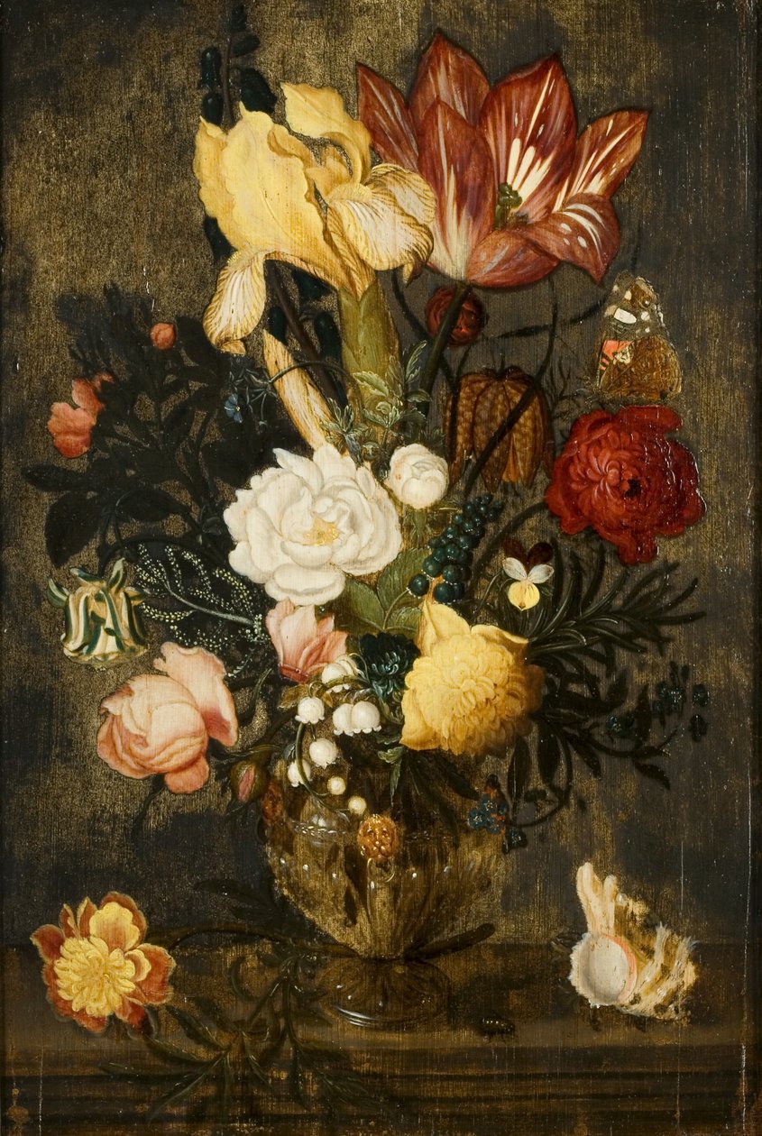 Blomster i en vase med løvemasker av Ambrosius the Elder Bosschaert