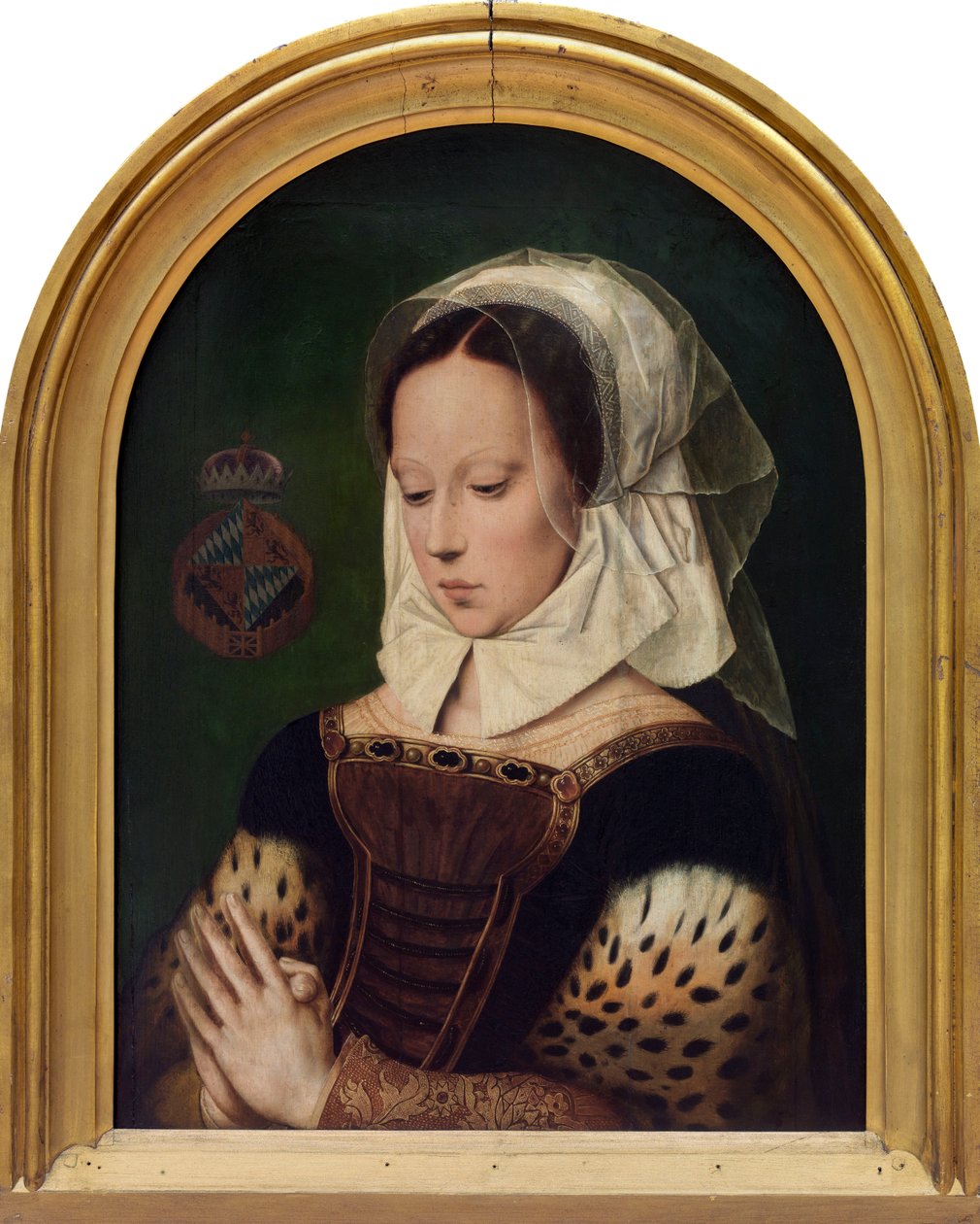 Woman at Prayers (olje på panel) av Ambrosius (after) Benson