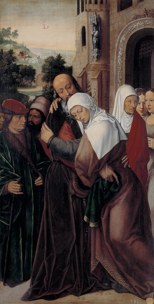 Møte mellom de hellige Joachim og Anne ved Golden Gate av Ambrosius Benson