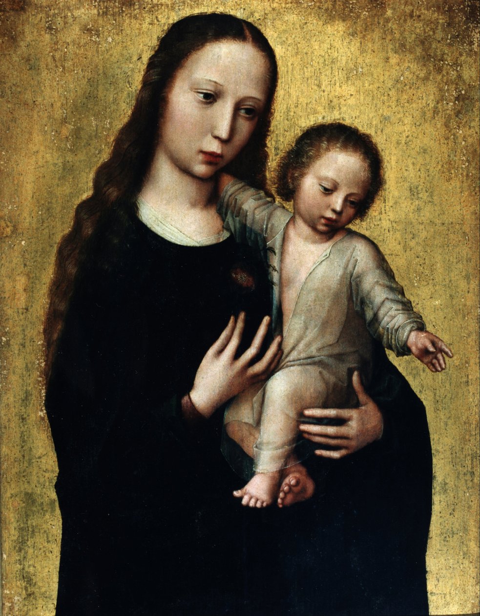 Jomfru Maria med Jesusbarnet i skjorte av Ambrosius Benson