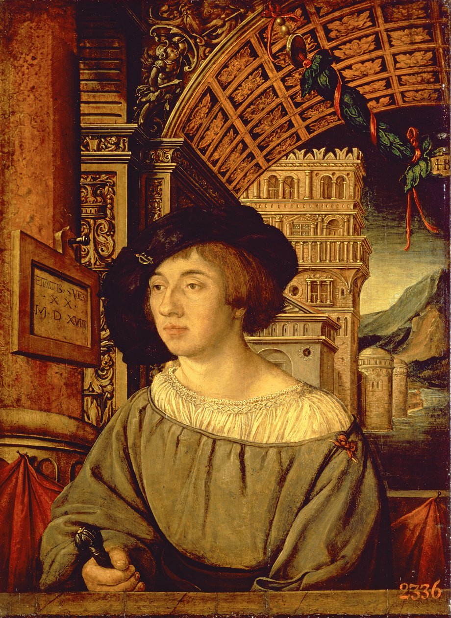 Portrait of a Young Man, 1518 (tempera på panel) av Ambrosius Holbein