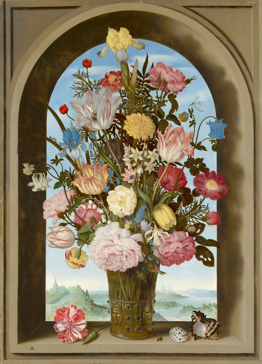 Vase med blomster i et vindu, ca. 1618 av Ambrosius the Elder Bosschaert