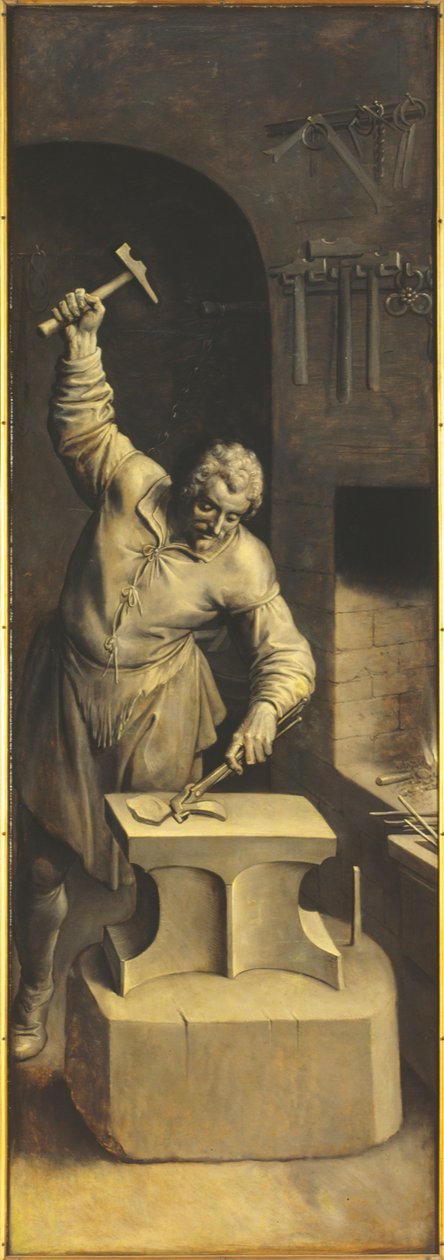 Saint Eligius i verkstedet hans (olje på panel) av Ambrosius the Elder Francken or Franck