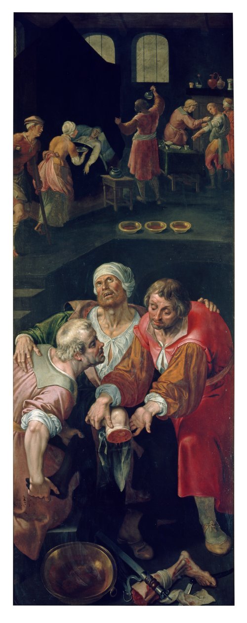 The Charity of Saints Cosmas and Damian (olje på panel) av Ambrosius the Elder Francken or Franck