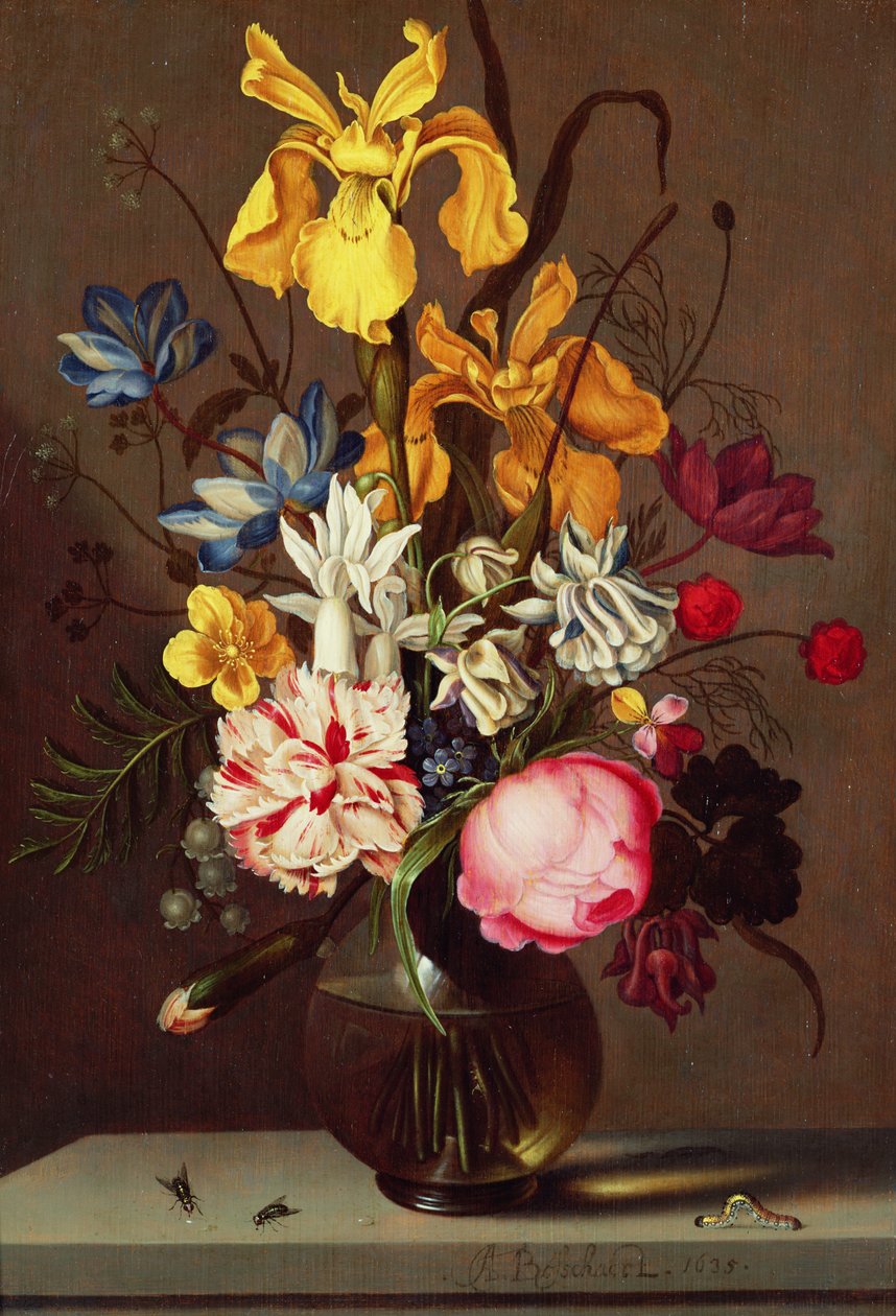 En vase med blomster, 1635 av Ambrosius the Younger Bosschaert