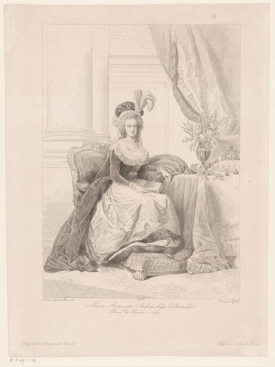 Portrett av Marie Antoinette, dronning av Frankrike av Amédée Félix Barthélemy Geille