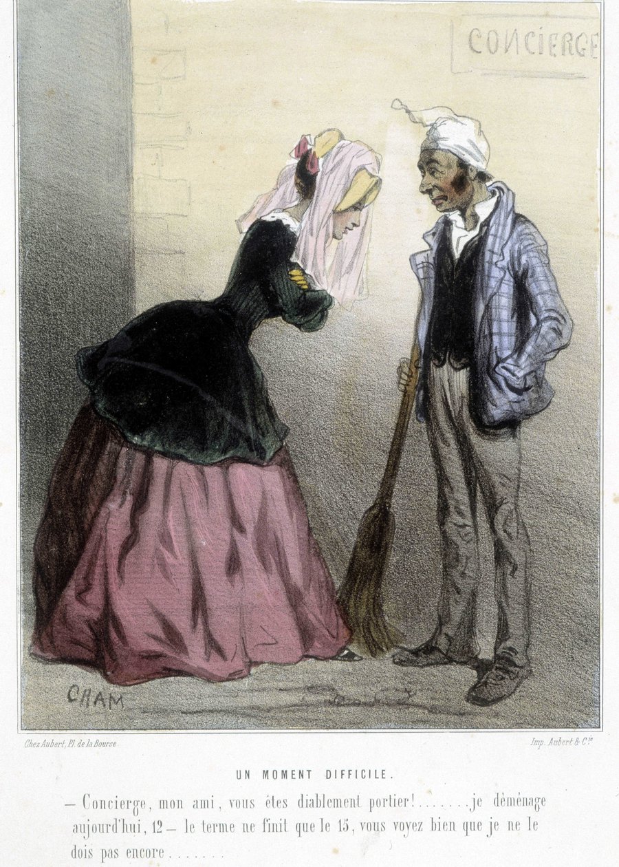 Un moment difficile (le rent) - i "" Madeleines"" av Cham, v.1870-1880 av Amédée de Noé