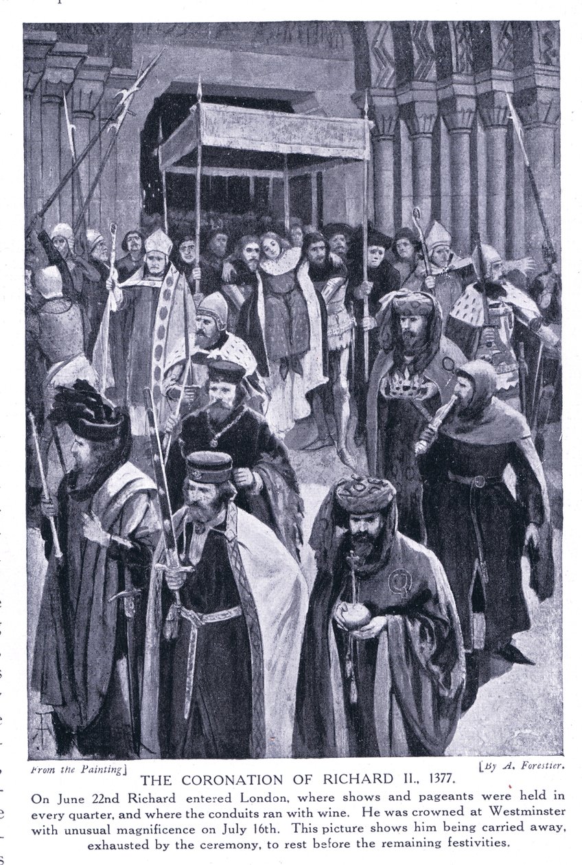 Kroningen av Richard II AD1377, 1920-tallet av Amedee Forestier