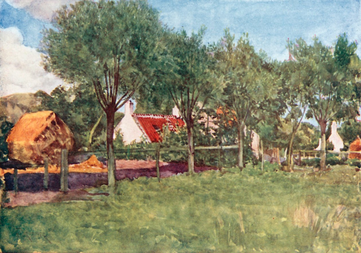 En gård (fargelitografi) av Amedee (after) Forestier