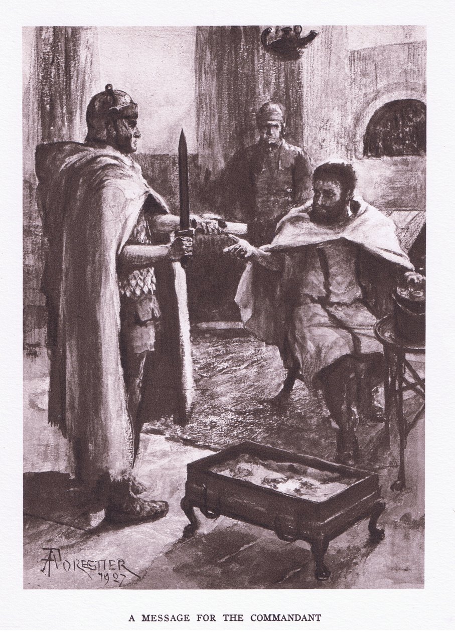 En melding fra kommandanten, illustrasjon fra The Roman Soldier, 1928 av Amedee Forestier