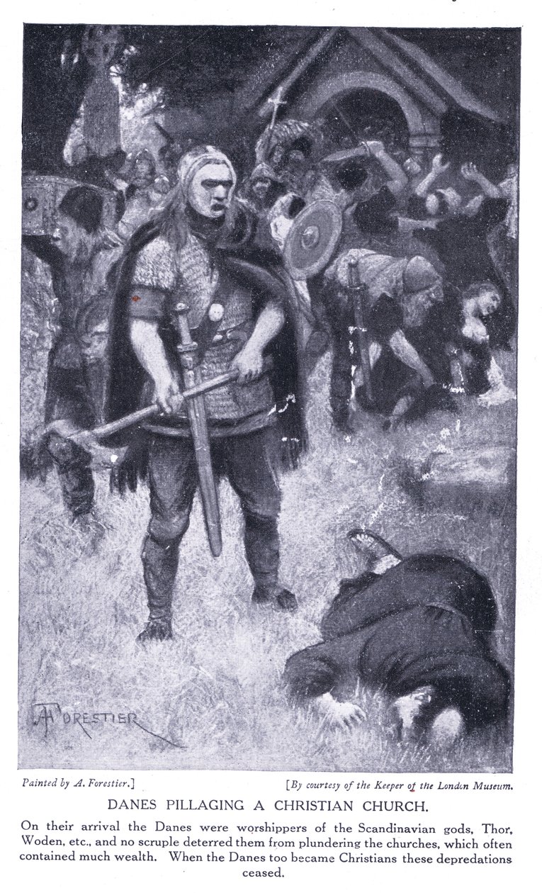 Dansker plyndrer en kristen kirke, 1920-tallet av Amedee Forestier