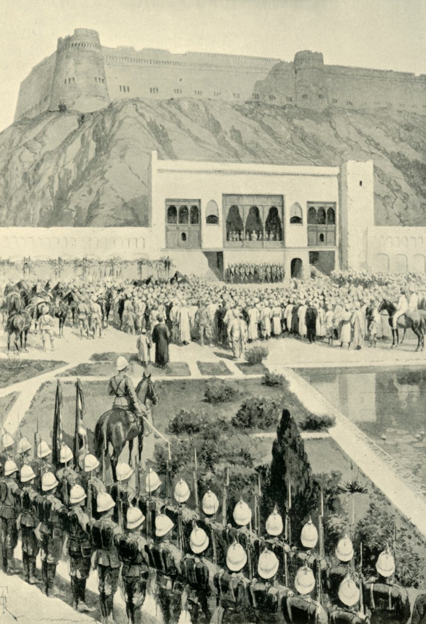 General Roberts leser sin proklamasjon i Kabul, 12. oktober 1879, 1901. av Amedee Forestier