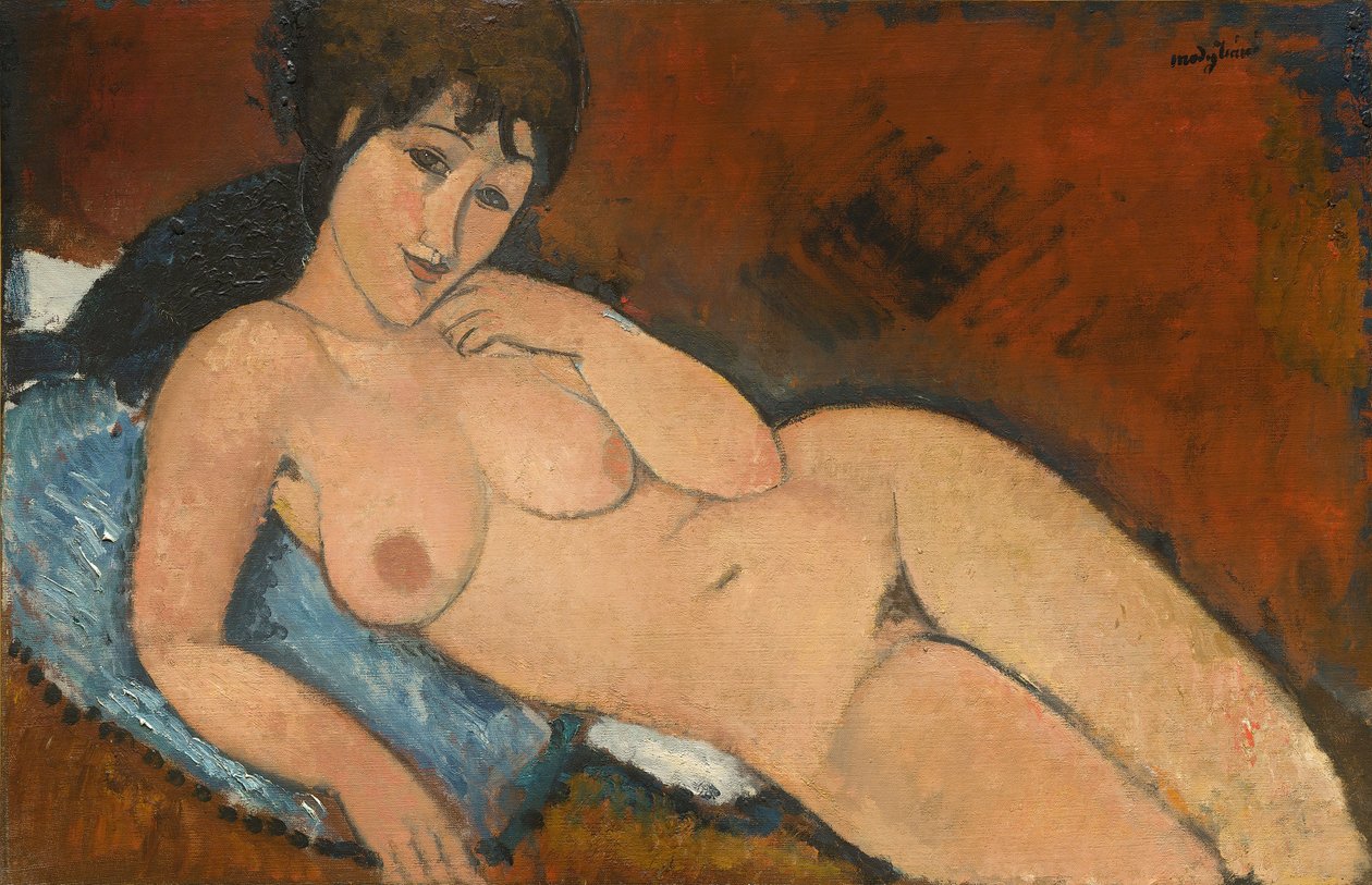 Naken på en blå pute av Amedeo Modigliani