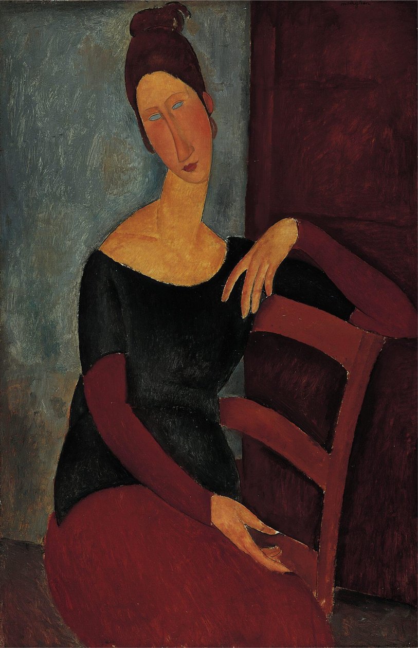 Portrett av kunstnerens kone - Jeanne Hebuterne. av Amedeo Modigliani