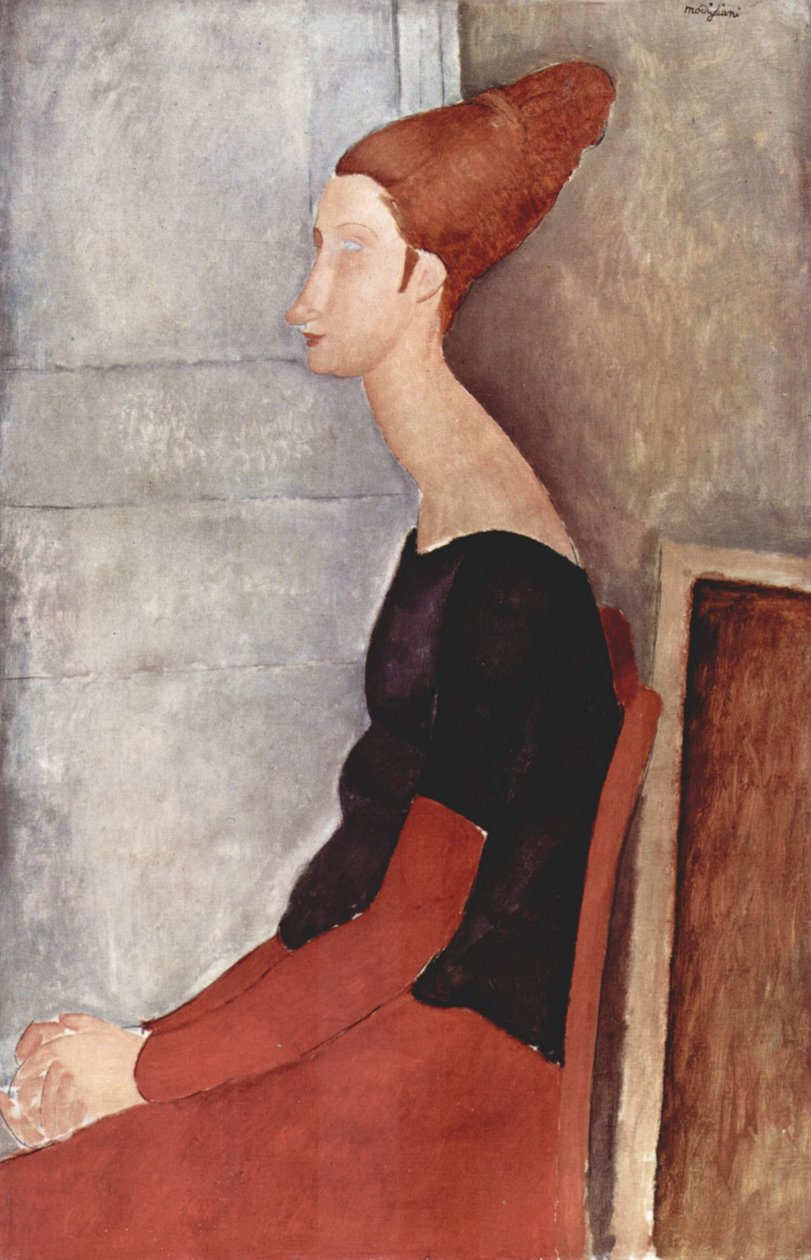 Portrett av Jeanne Hébuterne i mørke klær av Amedeo Modigliani