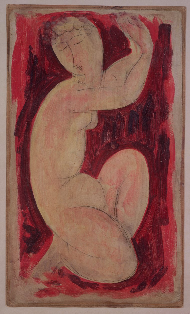 Red Caryatid, 1913 (olje, tempera og fargestift om bord) av Amedeo Modigliani