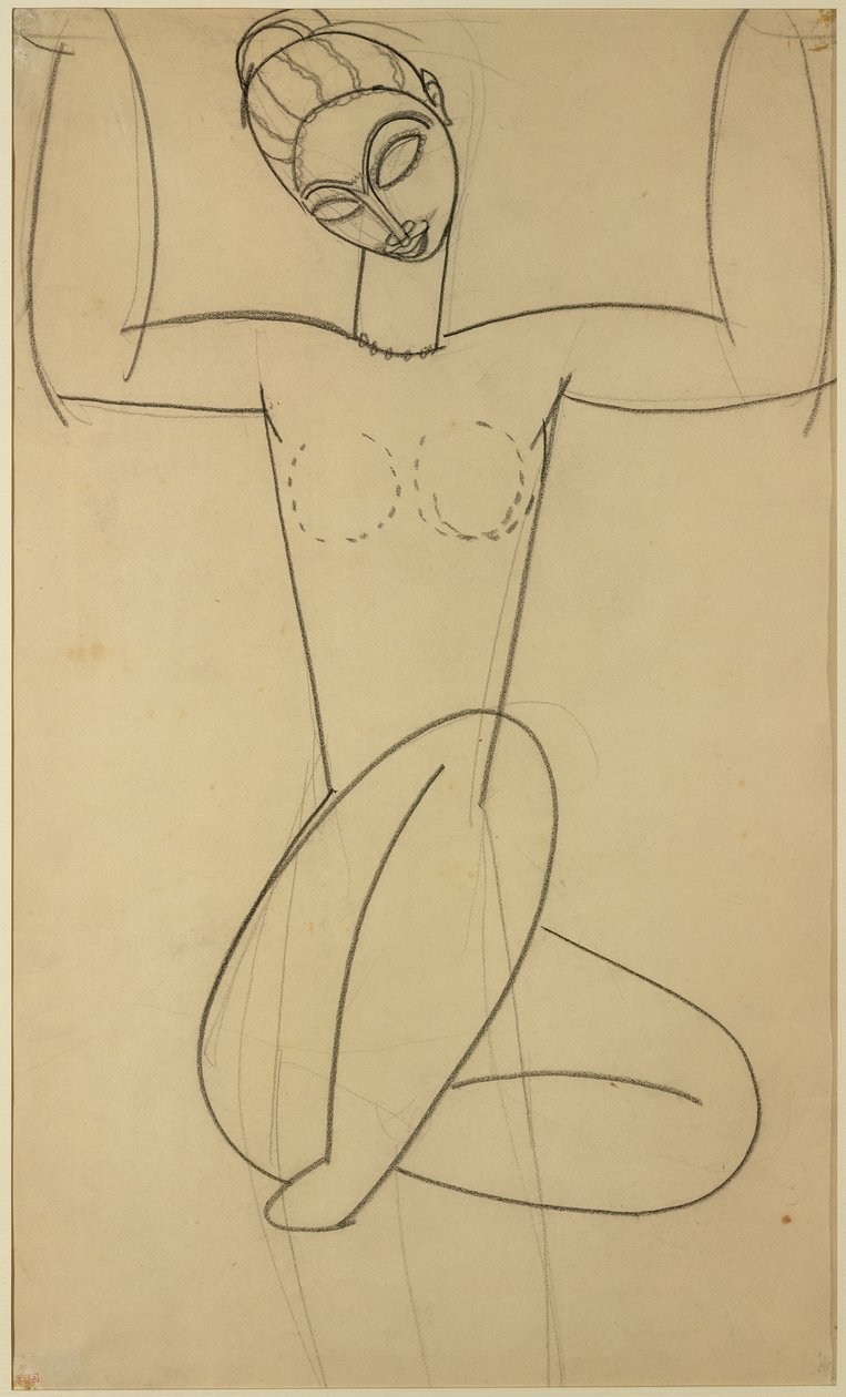 Sittende karyatid, ca. 1911 (kull på papir) av Amedeo Modigliani