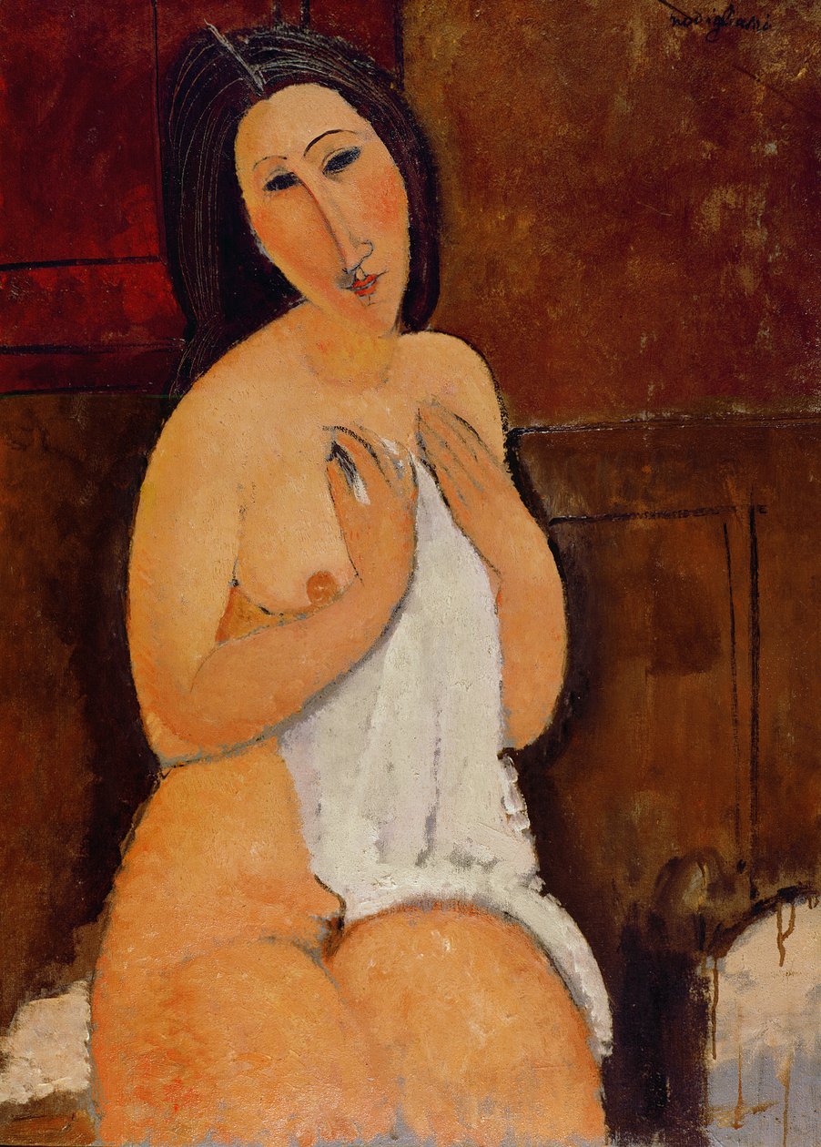 Sittende naken med skjorte av Amedeo Modigliani