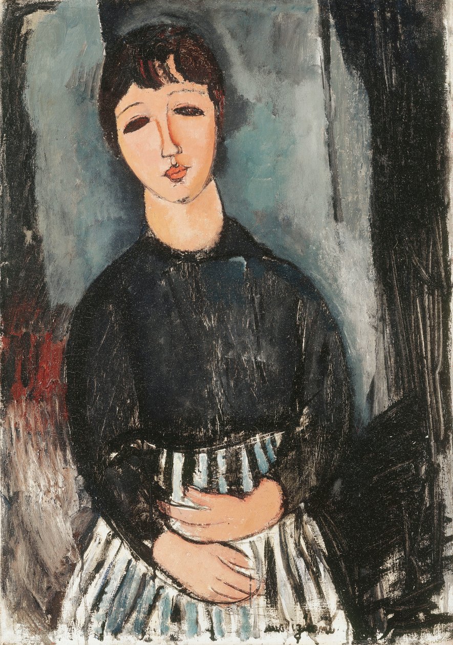 En tjener i et stripete forkle, 1916 av Amedeo Modigliani