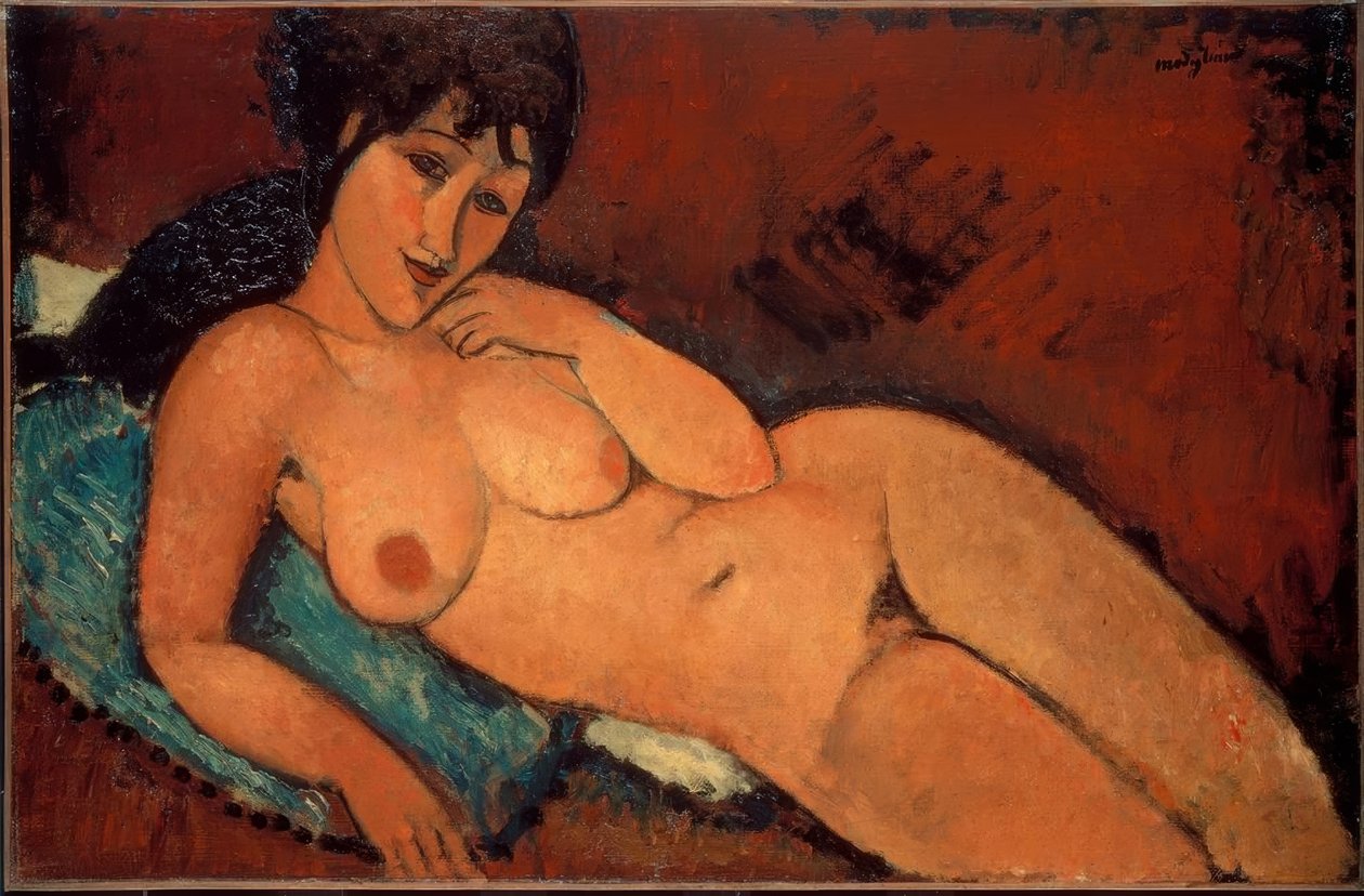 Naken på en blå pute av Amedeo Modigliani