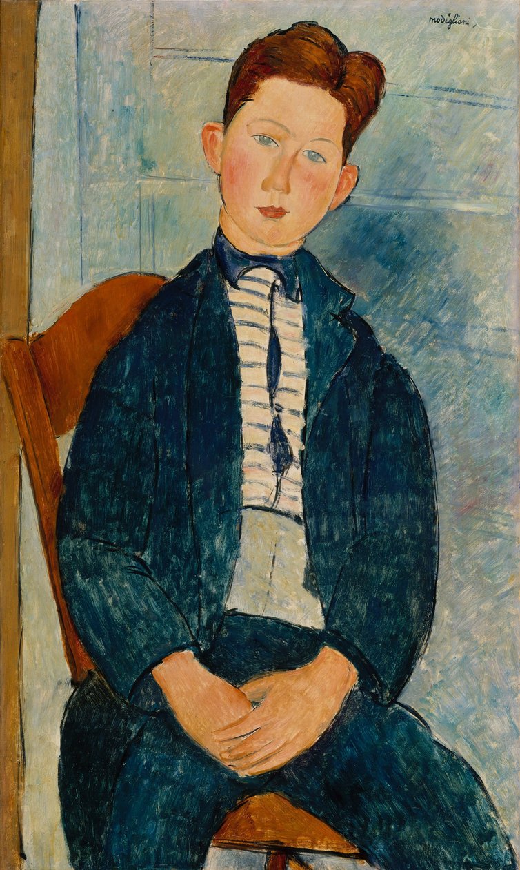 Gutt i en stripete genser, 1918 av Amedeo Modigliani
