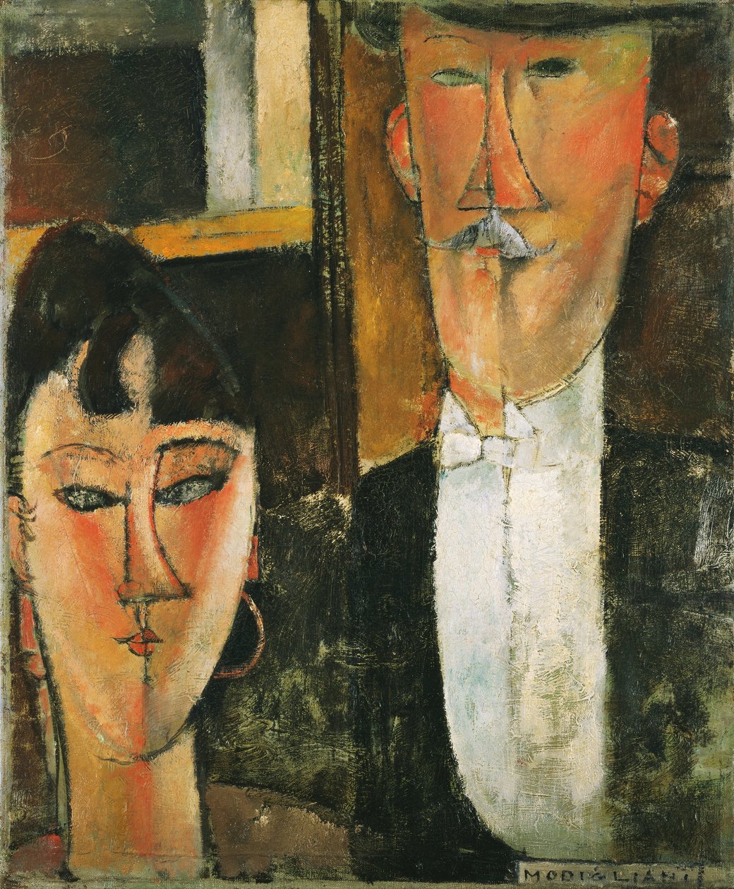 Brud og brudgom - Peinture de Amedeo Modigliani (1884-1920) - 1915-1916 - Olje på lerret - 55x46 - (c) Museum of Modern Art, New York av Amedeo Modigliani