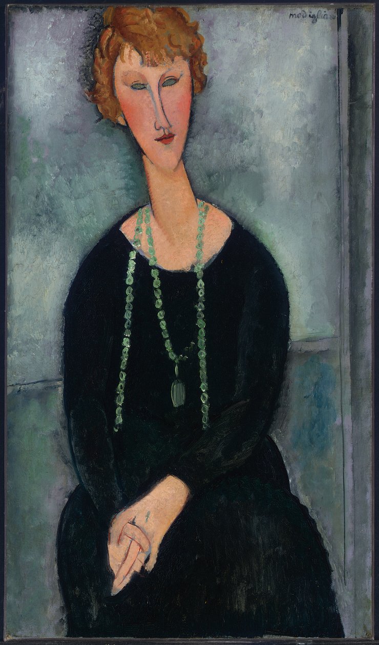 Kvinne med et grønt halskjede (Madame Menier) av Amedeo Modigliani