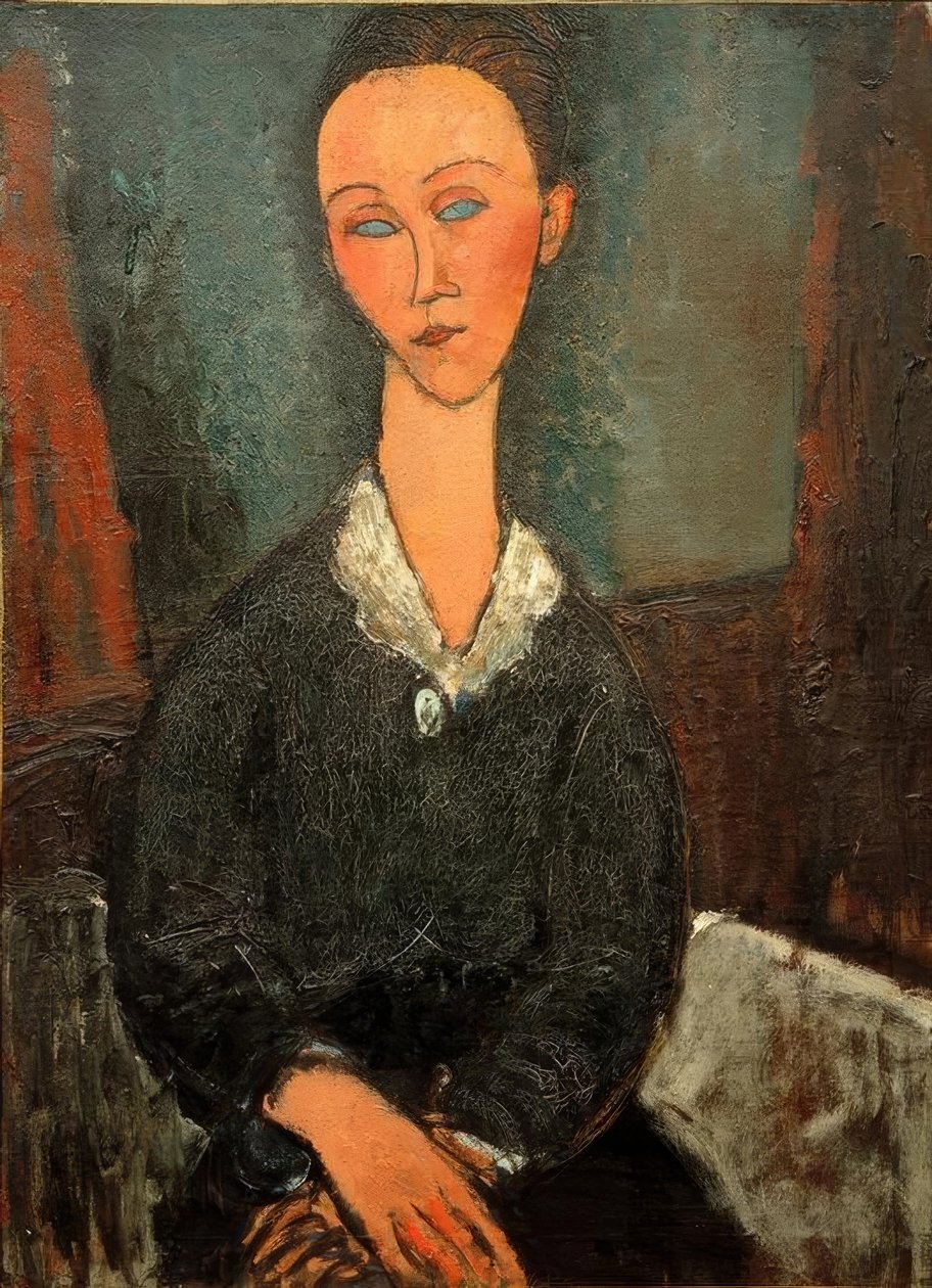 Kvinne med hvit krage (Lunia Czechowska) av Amedeo Modigliani