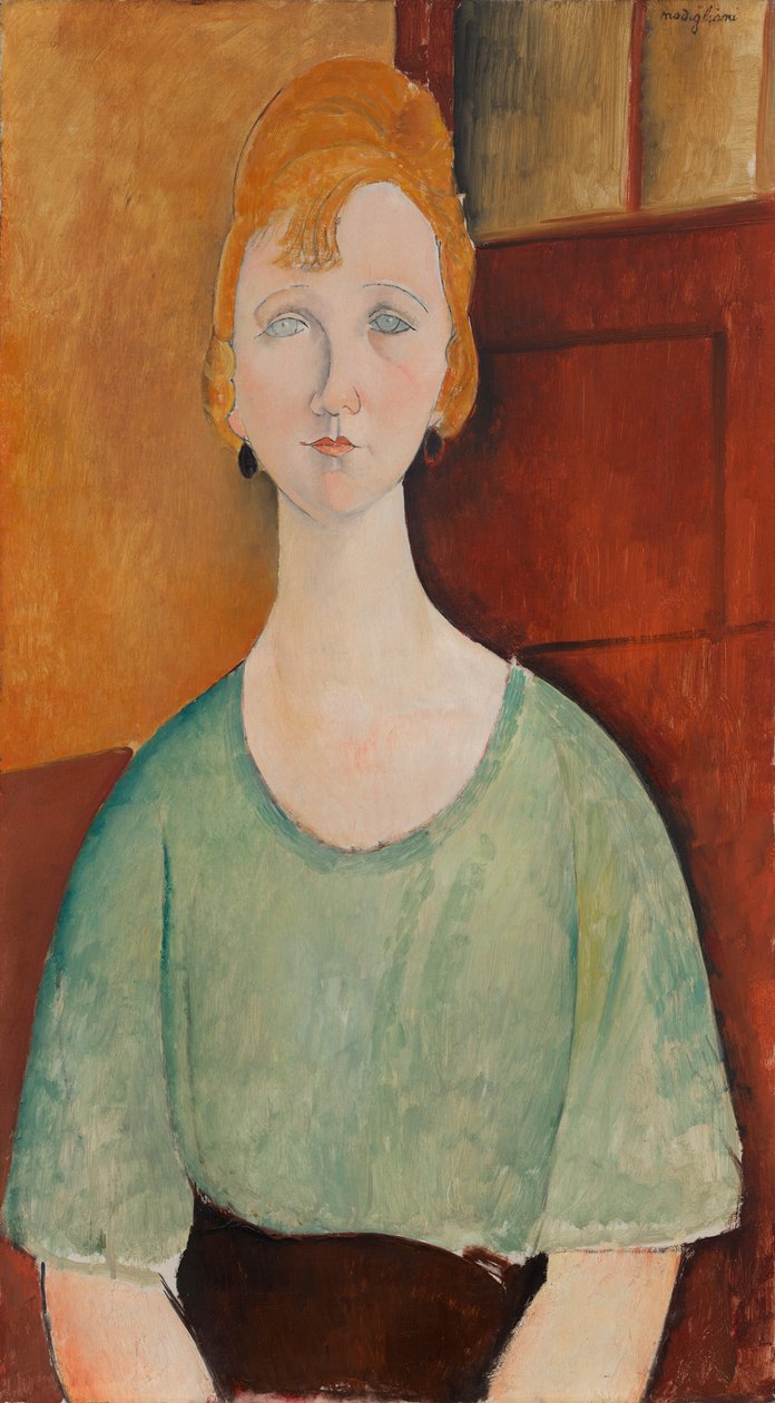 Jente i grønn bluse av Amedeo Modigliani