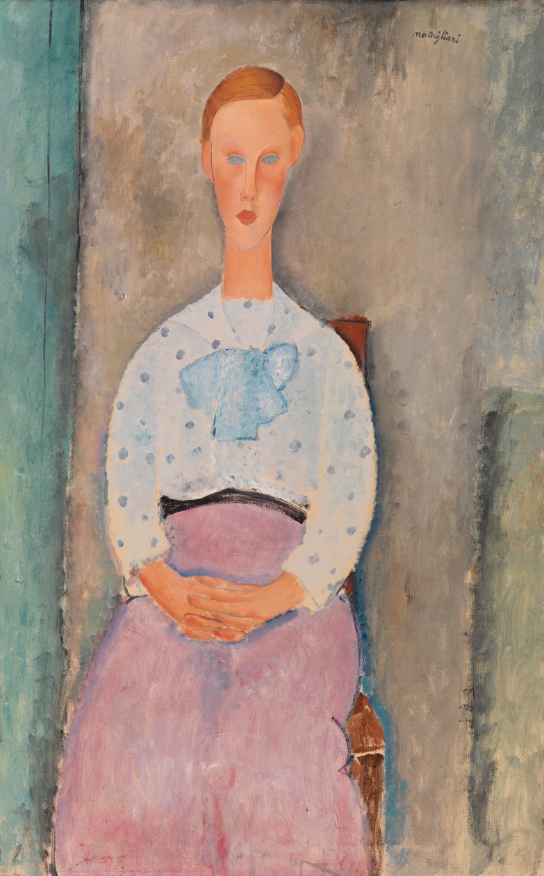 Jente med prikkete bluse av Amedeo Modigliani
