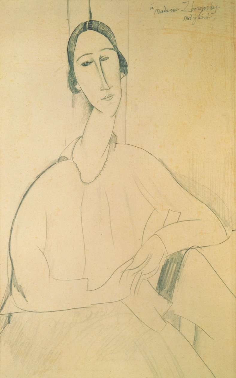Hanka Zborowska, ca. 1917 (fargestift på papir) av Amedeo Modigliani