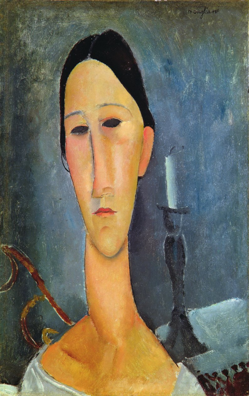 Hanka Zborowska med en lysestake, 1919 av Amedeo Modigliani