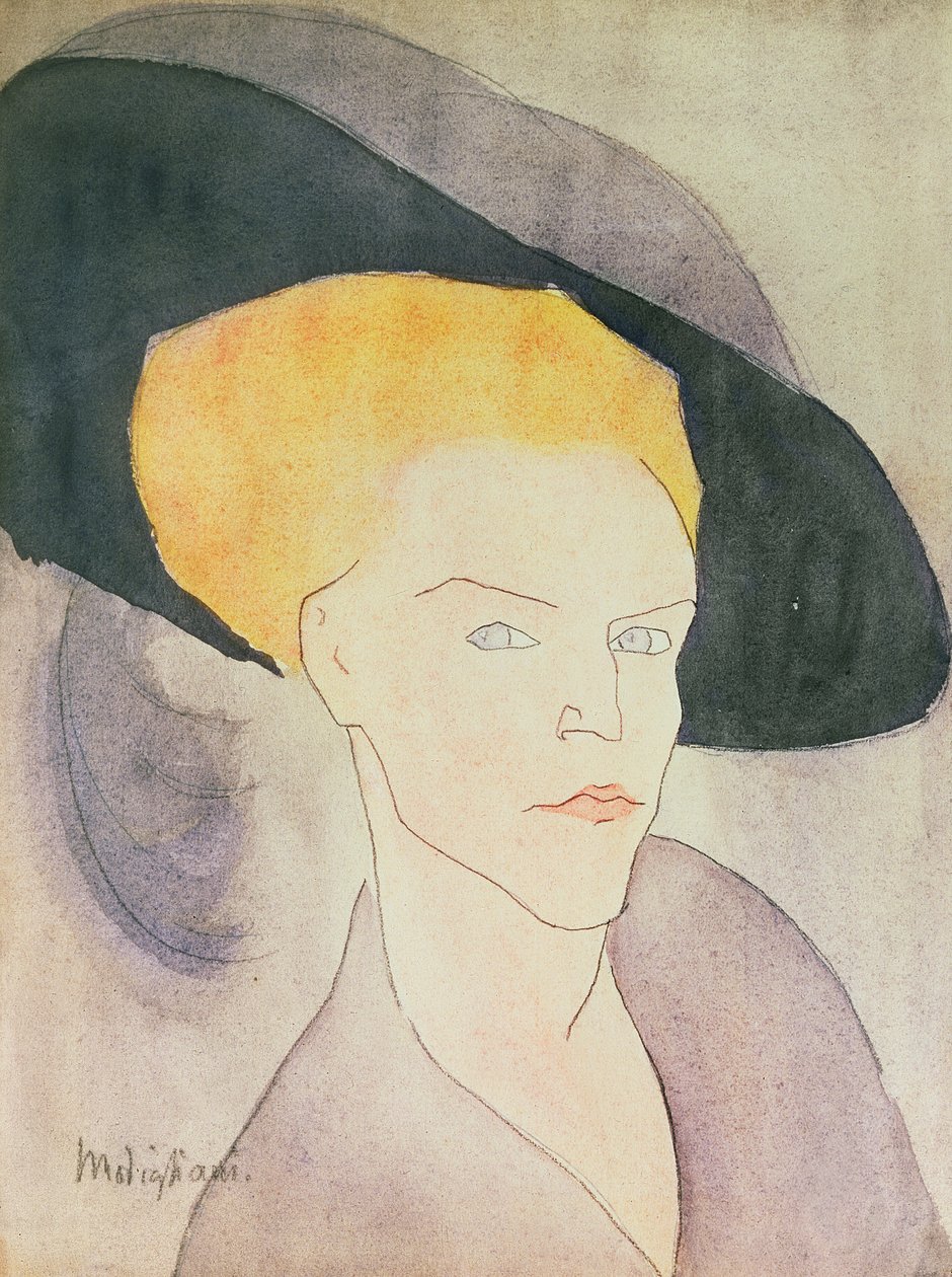 Hodet til en kvinne med hatt, 1907 av Amedeo Modigliani