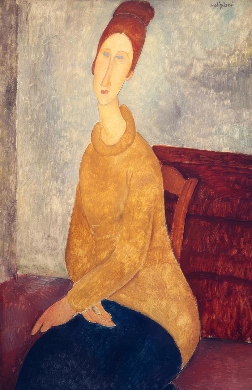 Jeanne Hebuterne med gul genser av Amedeo Modigliani