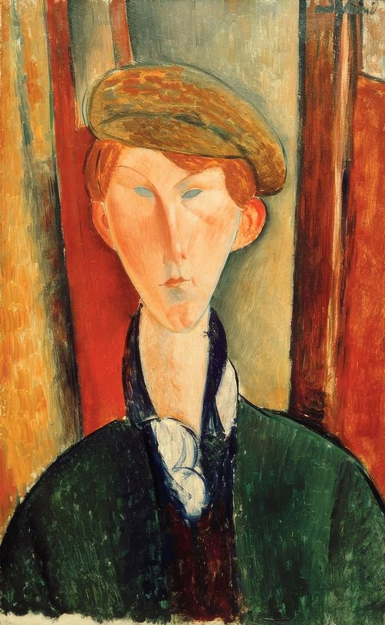 Ung mann med lue av Amedeo Modigliani