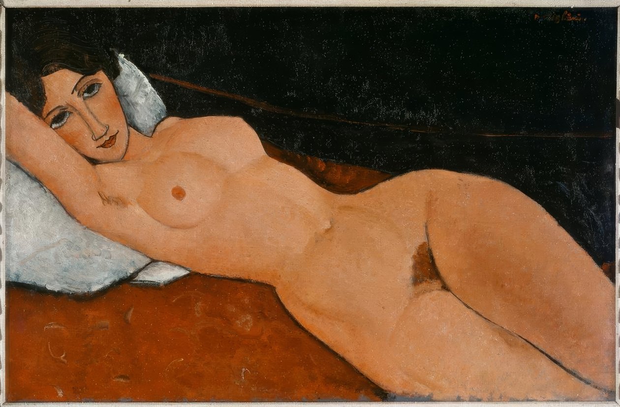 Liggende naken på en hvit pute av Amedeo Modigliani