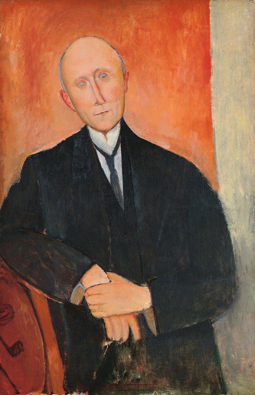 Mann på oransje bakgrunn av Amedeo Modigliani