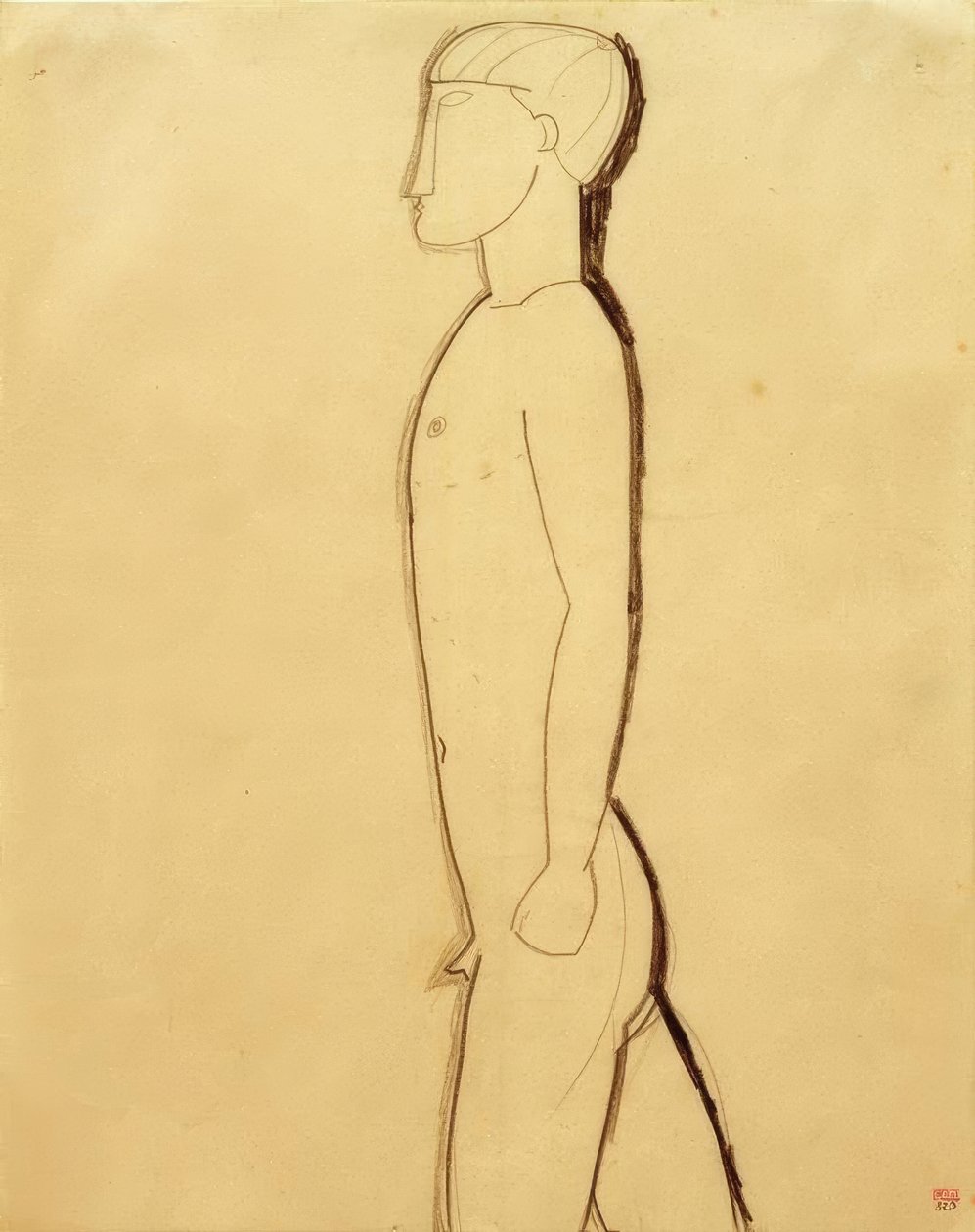 Mann i profil av Amedeo Modigliani