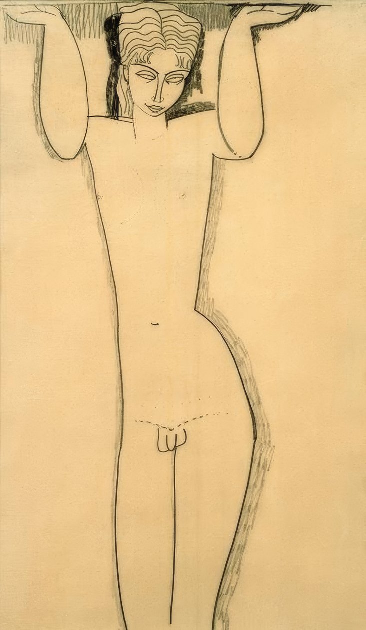 Naken ung mann (Atlas) av Amedeo Modigliani