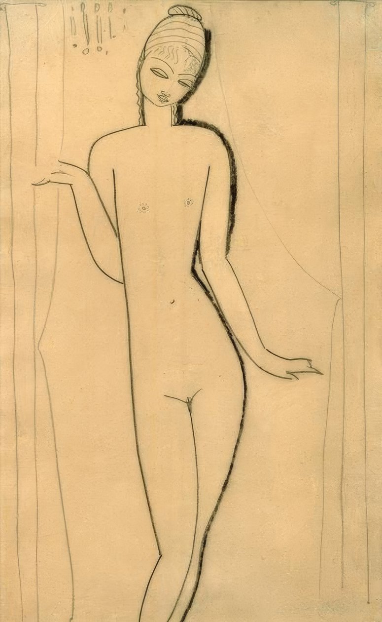 Naken ung jente - karyatid av Amedeo Modigliani