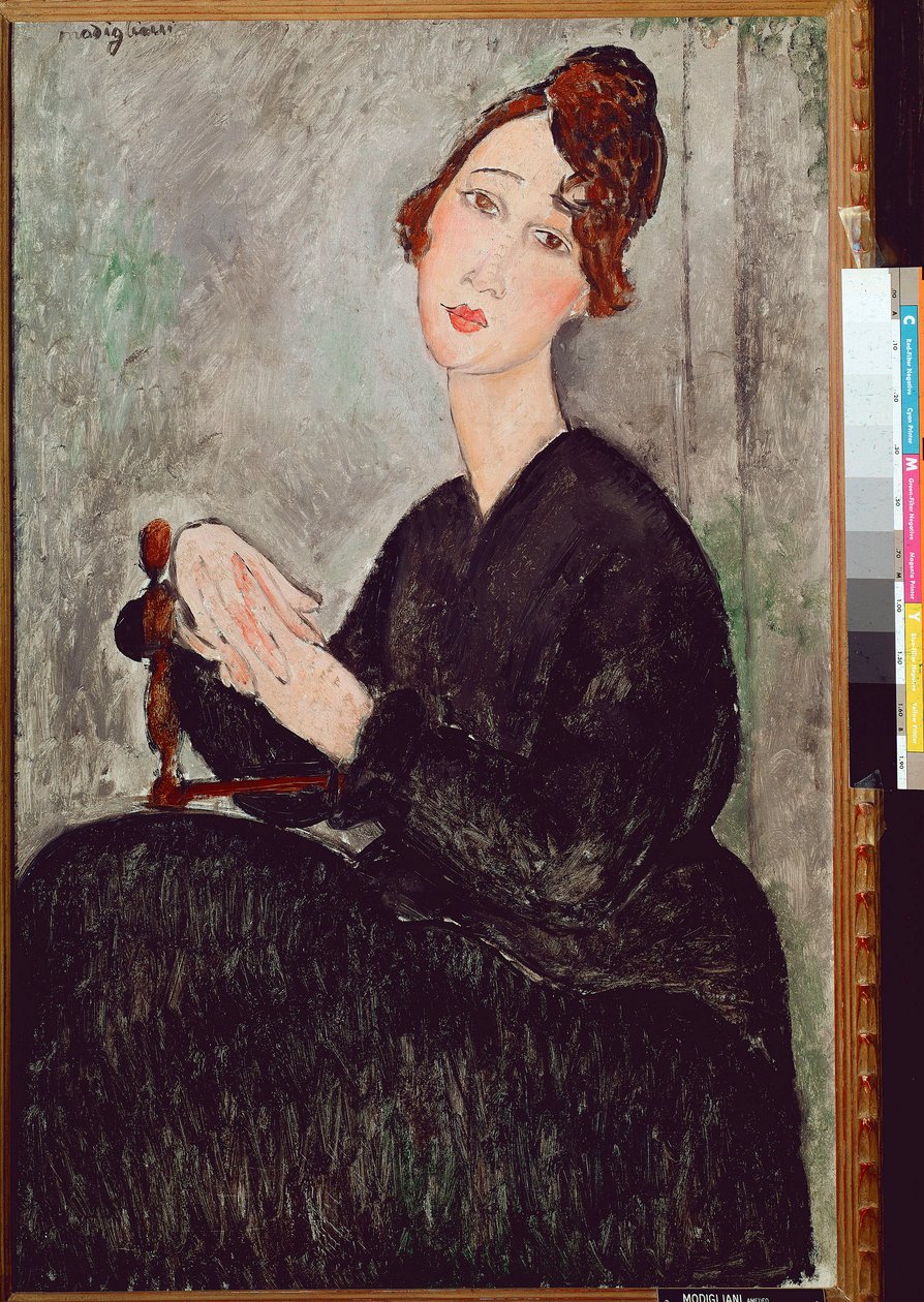 Portrett av Dedie Hayden (D.H.) Kvinne kledd i svart har det melankolske uttrykket. Maleri av Amedeo Modigliani (1884-1920) 1918 Dim. 92x60 cm Paris, musee national dart moderne av Amedeo Modigliani