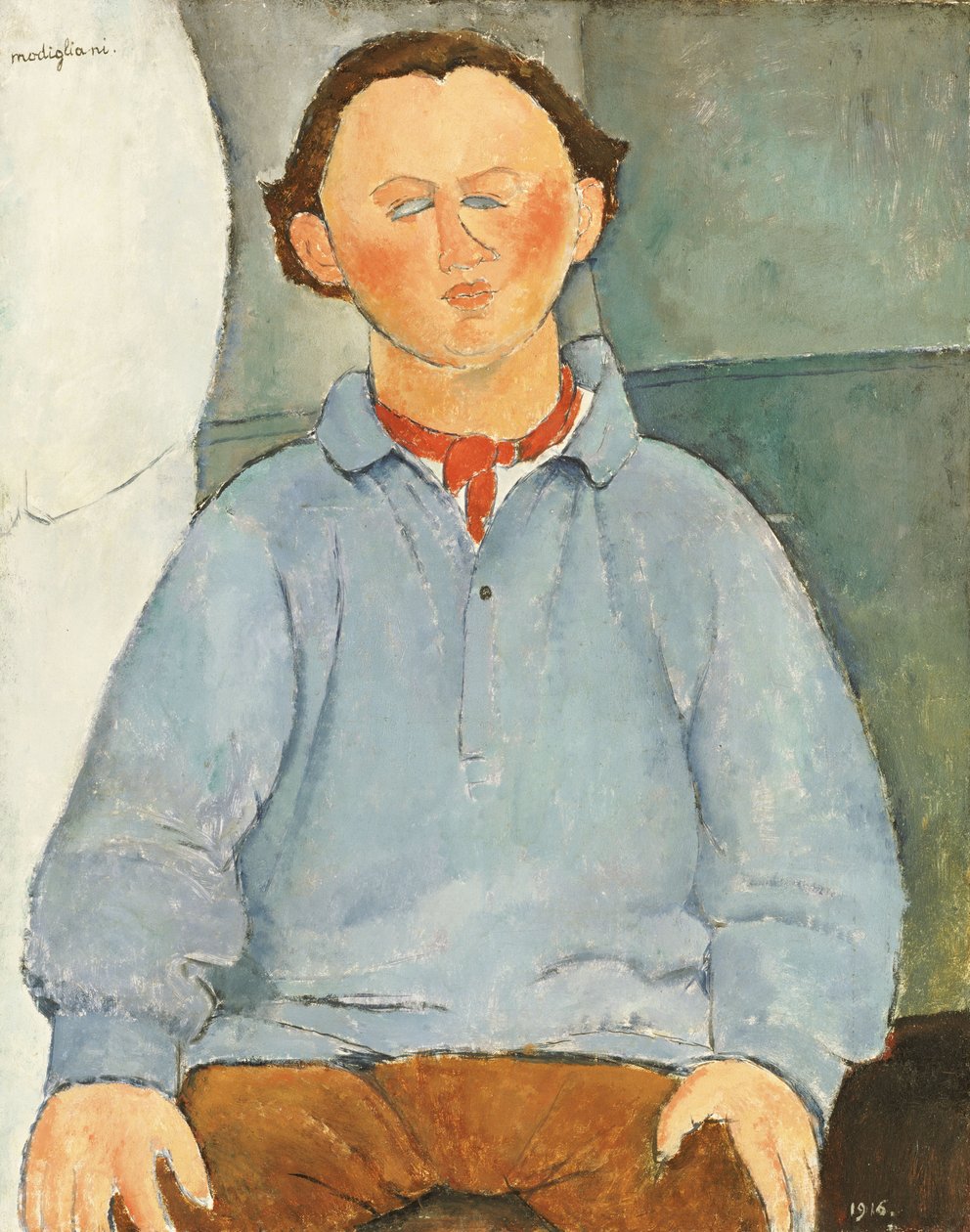 Portrett av Oscar Miestchanioff, ca. 1916 av Amedeo Modigliani