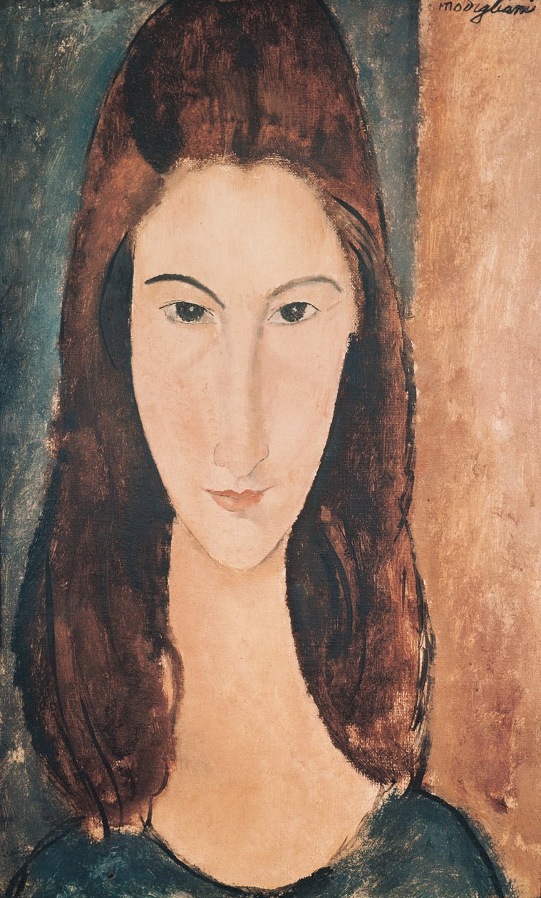 Portrett av en ung jente (olje på lerret) av Amedeo Modigliani