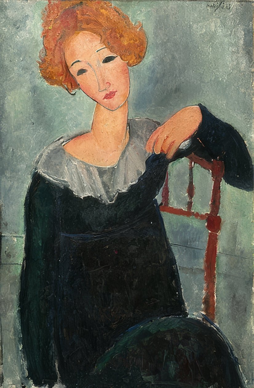 Rødhåret kvinne. 1917 av Amedeo Modigliani