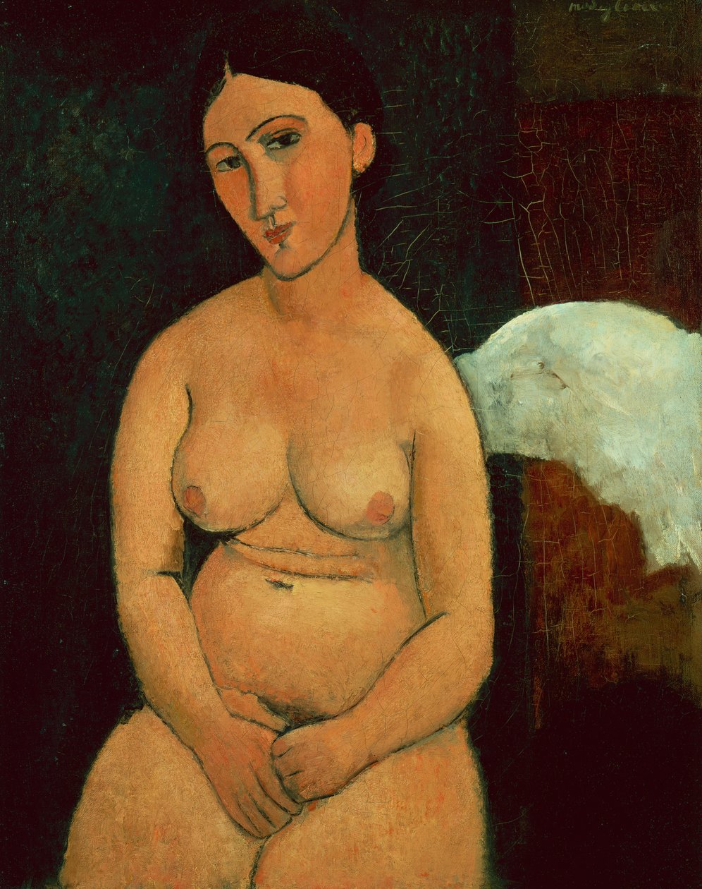 Sittende naken, ca. 1917 (olje på lerret) av Amedeo Modigliani