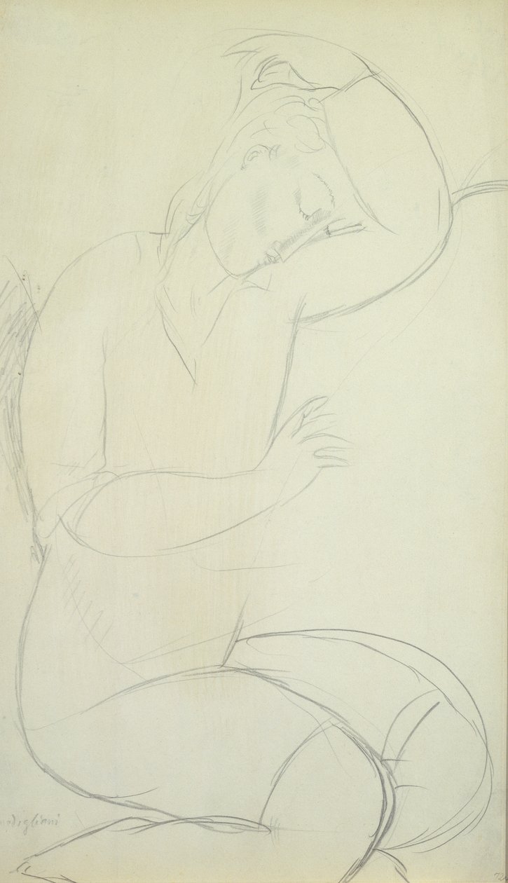 Sovende kvinne (blyant på papir) av Amedeo Modigliani
