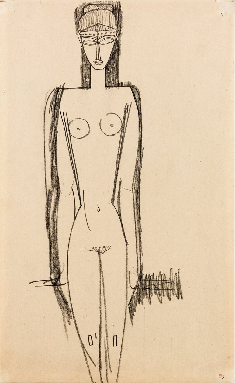 Stående naken; Nu debout, ca. 1910-1911 av Amedeo Modigliani